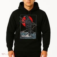 Red Moon Raven Graphic Black Crow Hoodie thumb 2