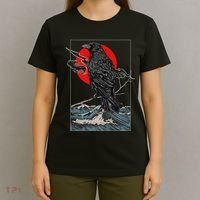 Red Moon Raven Graphic Black Crow T-Shirt thumb 4