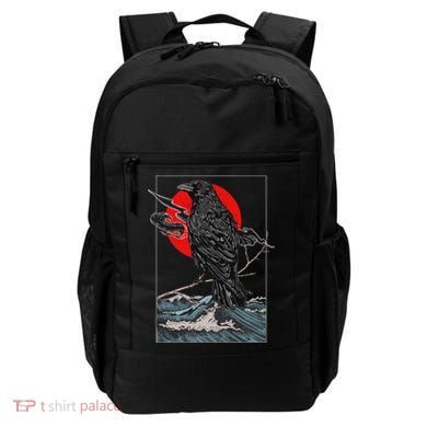 Red Moon Raven Graphic Black Crow Backpack