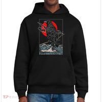 Red Moon Raven Graphic Black Crow District V.I.T. Heavyweight Hoodie thumb 0