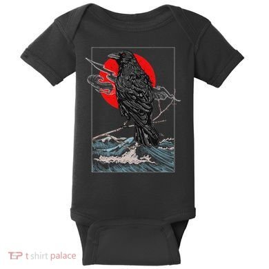 Red Moon Raven Graphic Black Crow Baby Bodysuit