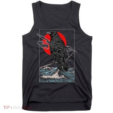 Red Moon Raven Graphic Black Crow Tank Top