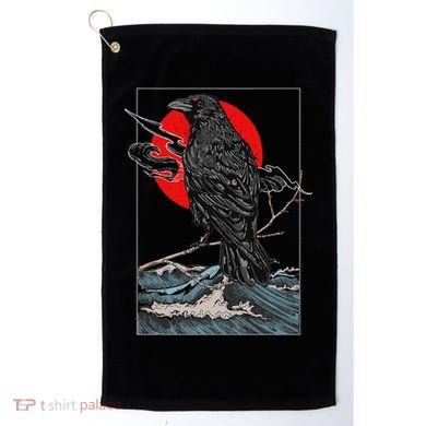 Red Moon Raven Graphic Black Crow Golf Towel