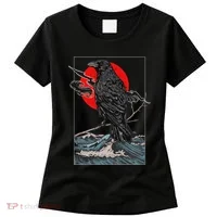 Red Moon Raven Graphic Black Crow Women's T-Shirt thumb 0