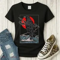 Red Moon Raven Graphic Black Crow Women's T-Shirt thumb 3