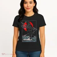 Red Moon Raven Graphic Black Crow Women's T-Shirt thumb 4