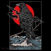 Red Moon Raven Graphic Black Crow Women's T-Shirt thumb 6