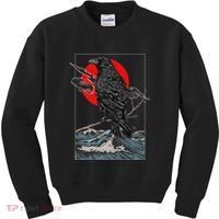Red Moon Raven Graphic Black Crow Kids Sweatshirt thumb 0