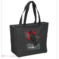 Red Moon Raven Graphic Black Crow Tote Bag thumb 2