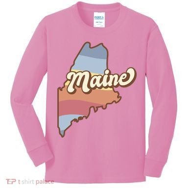 Retro Maine Kids Long Sleeve Shirt