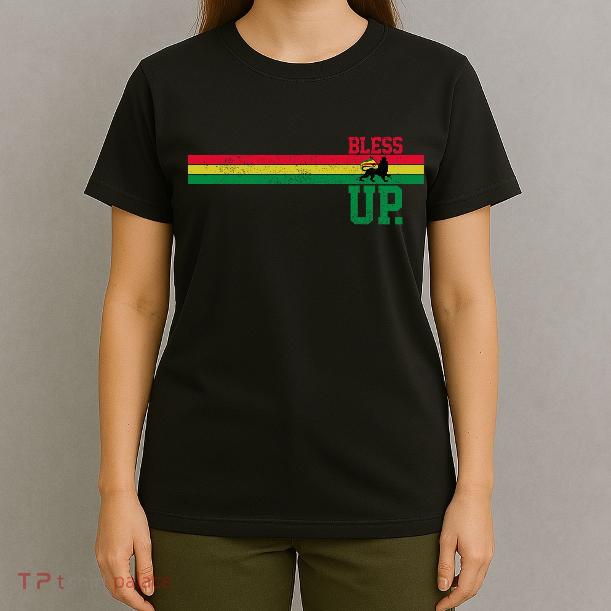 Reggae Music Rastafari Bless Up Lion Of Judah Rasta Gift T-Shirt