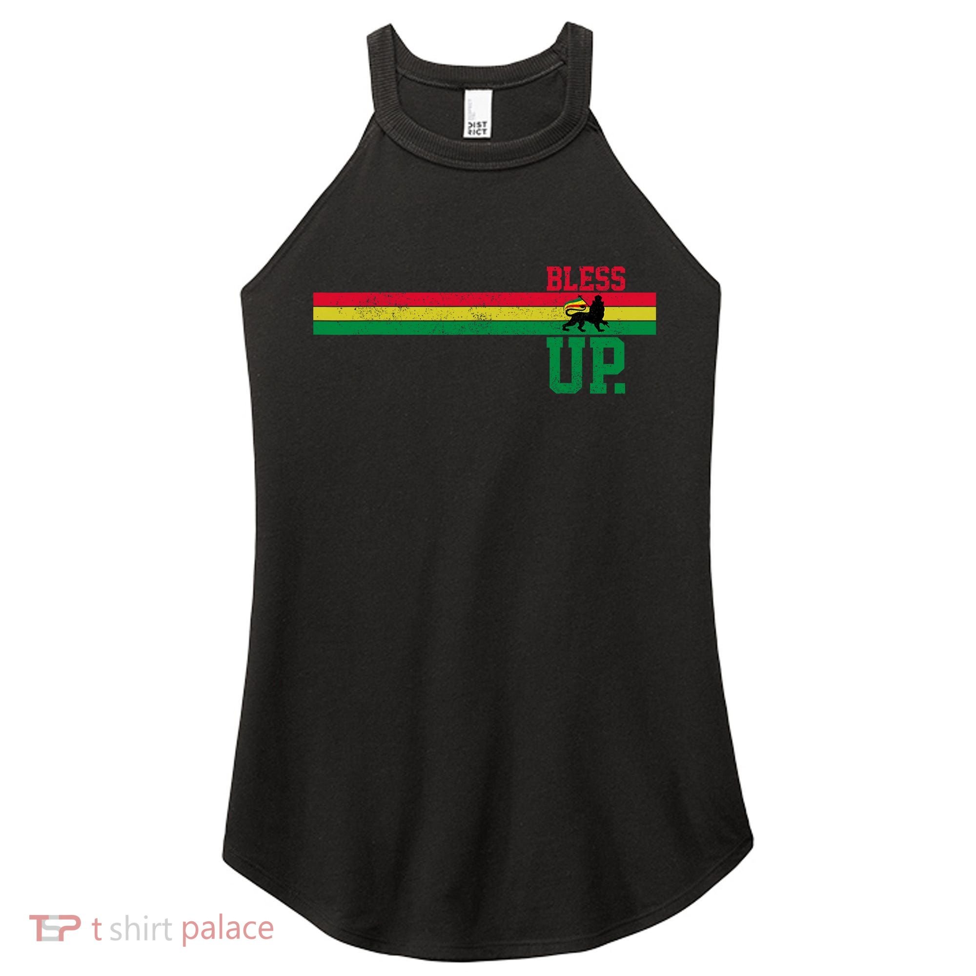 Reggae Music Rastafari Bless Up Lion Of Judah Rasta Gift Women's Perfect Tri Rocker Tank