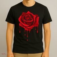 Red Melting Rose Garden Gardener Botanist Flowers Rose T-Shirt thumb 3