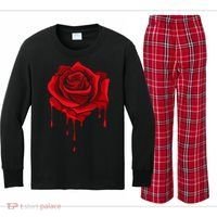 Red Melting Rose Garden Gardener Botanist Flowers Rose Kids Long Sleeve Plaid Pajama Set thumb 0