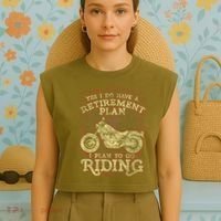 Retirement Motorcycle Riders Biker Garment-Dyed Women's Muscle Tee thumb 4