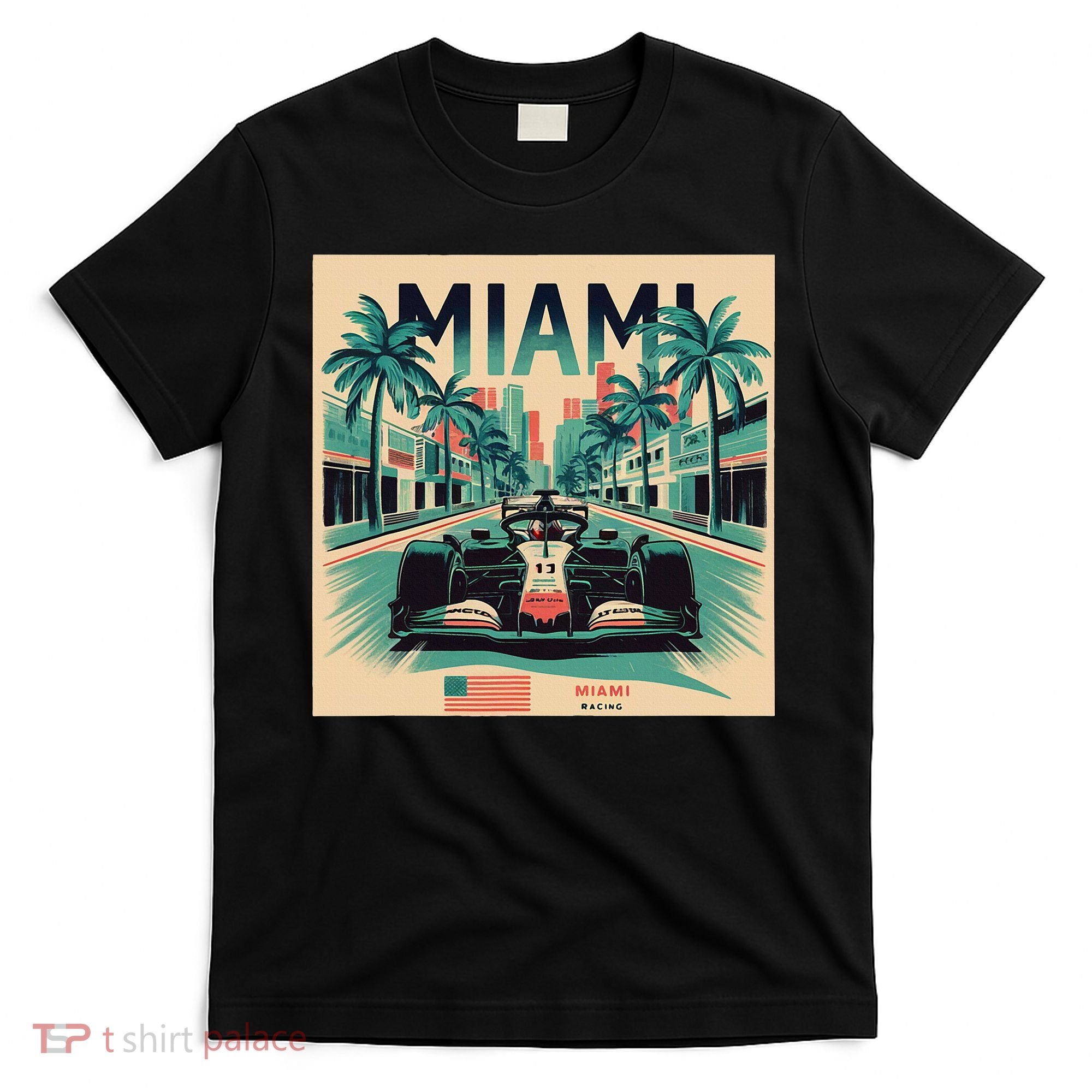 Retro Miami Racing Car Formula Racing T-Shirt