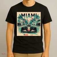 Retro Miami Racing Car Formula Racing T-Shirt thumb 3