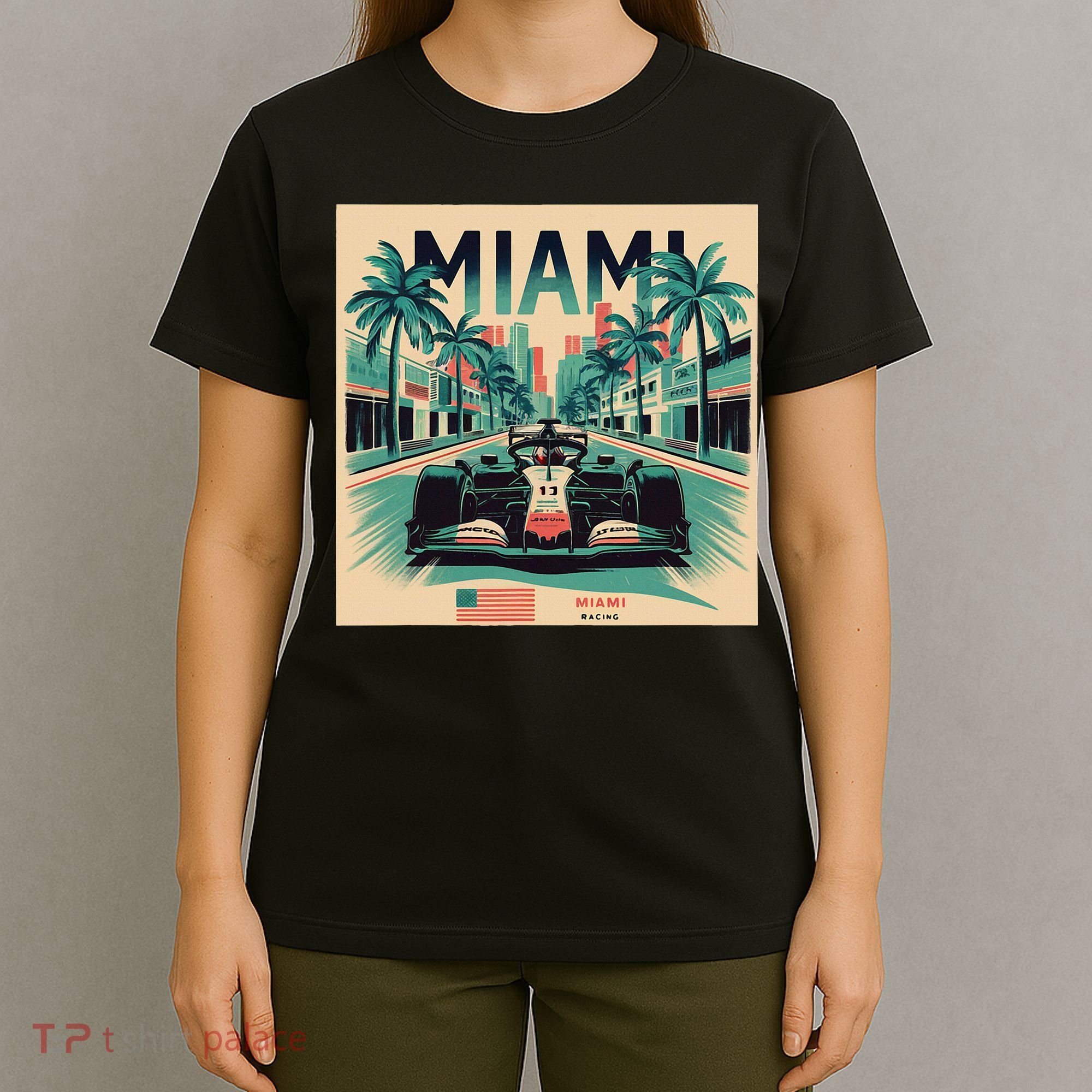 Retro Miami Racing Car Formula Racing T-Shirt