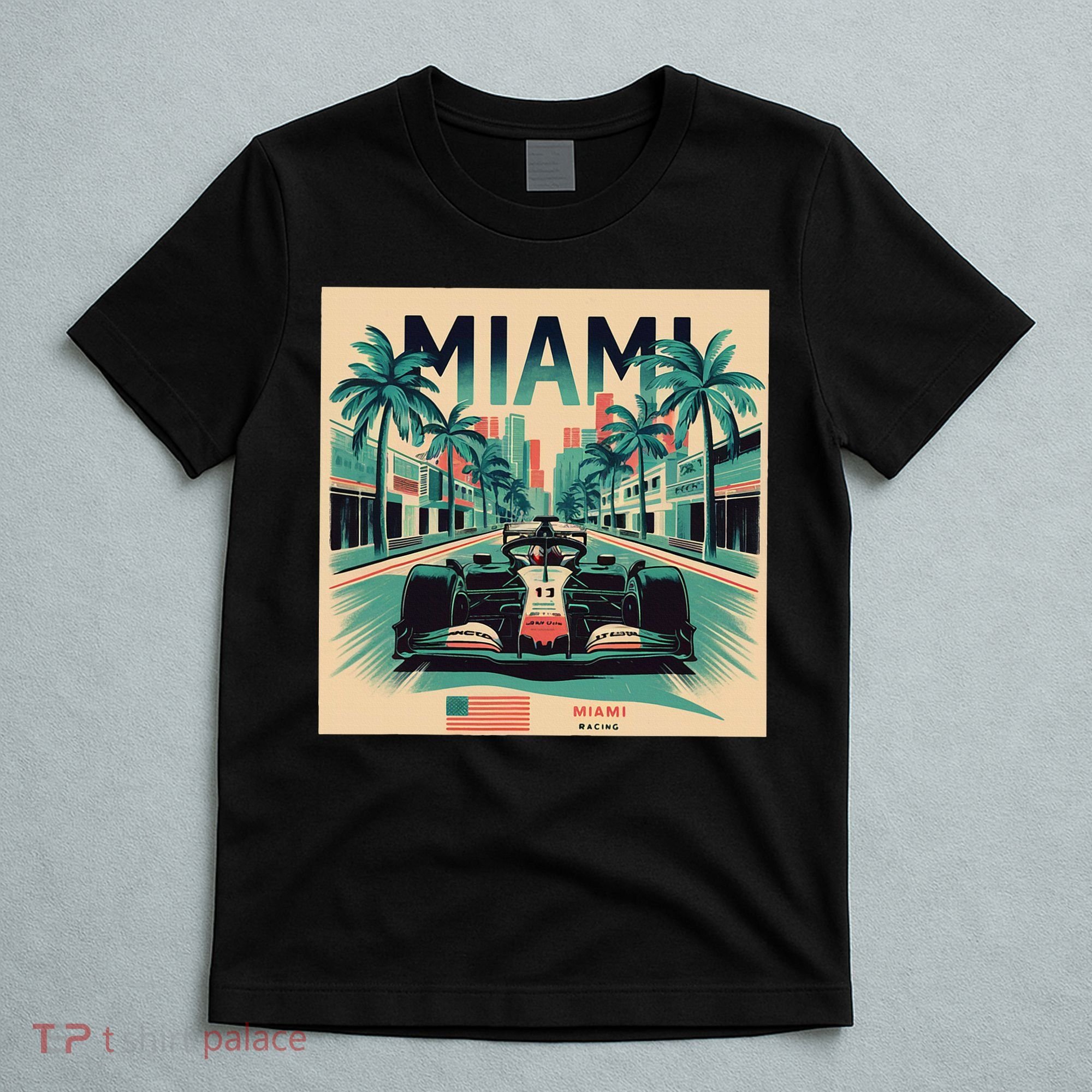 Retro Miami Racing Car Formula Racing T-Shirt