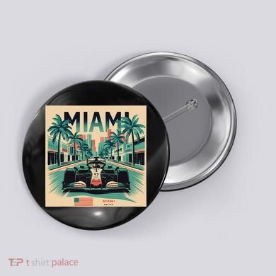 Retro Miami Racing Car Formula Racing Button