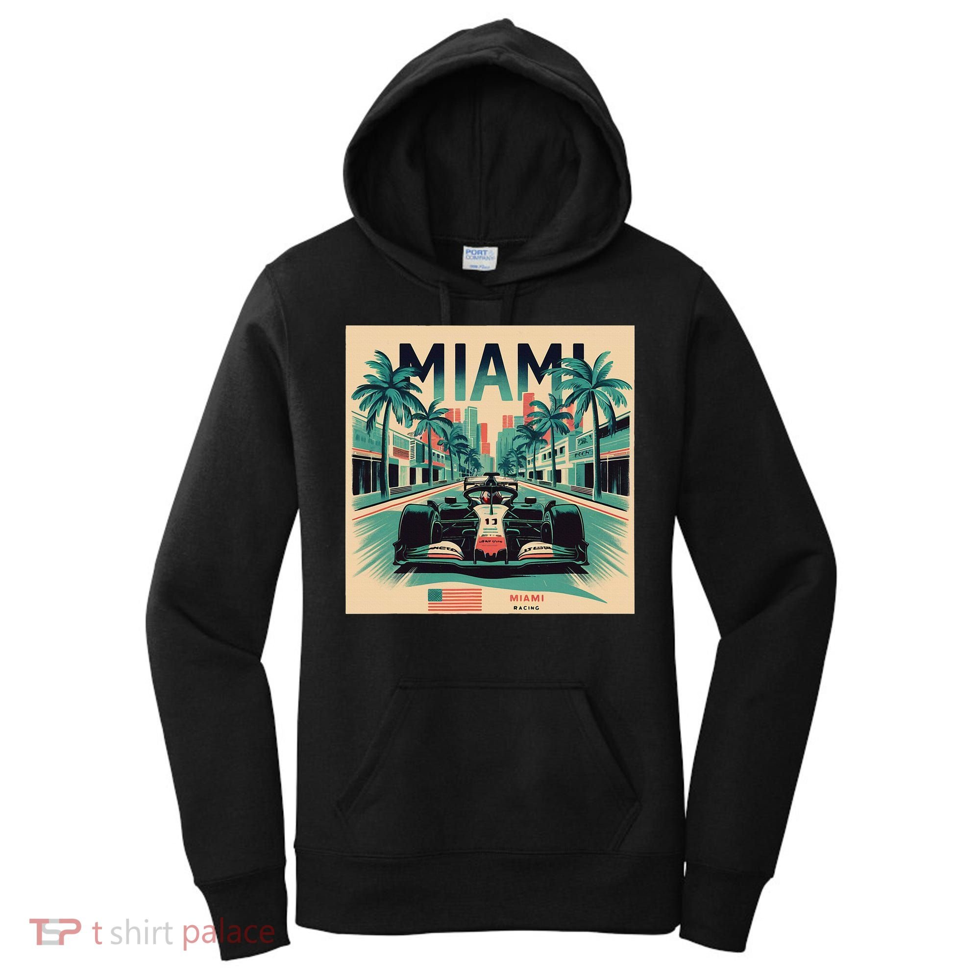 Retro Miami Racing Car Formula Racing Women's Hoodie