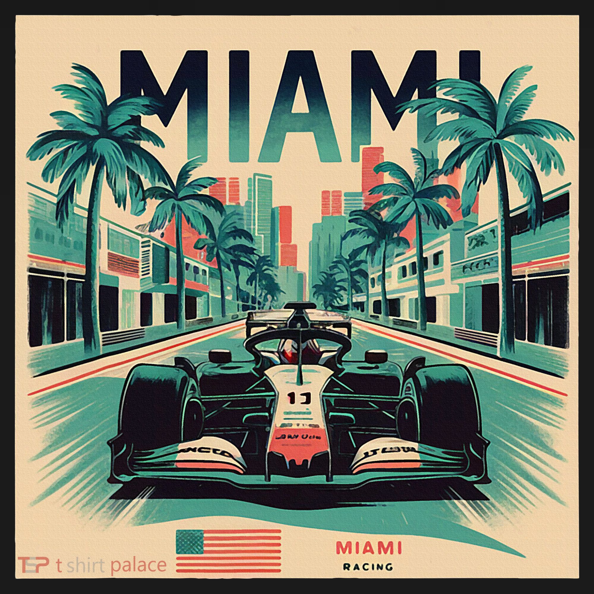 Retro Miami Racing Car Formula Racing Women's Hoodie