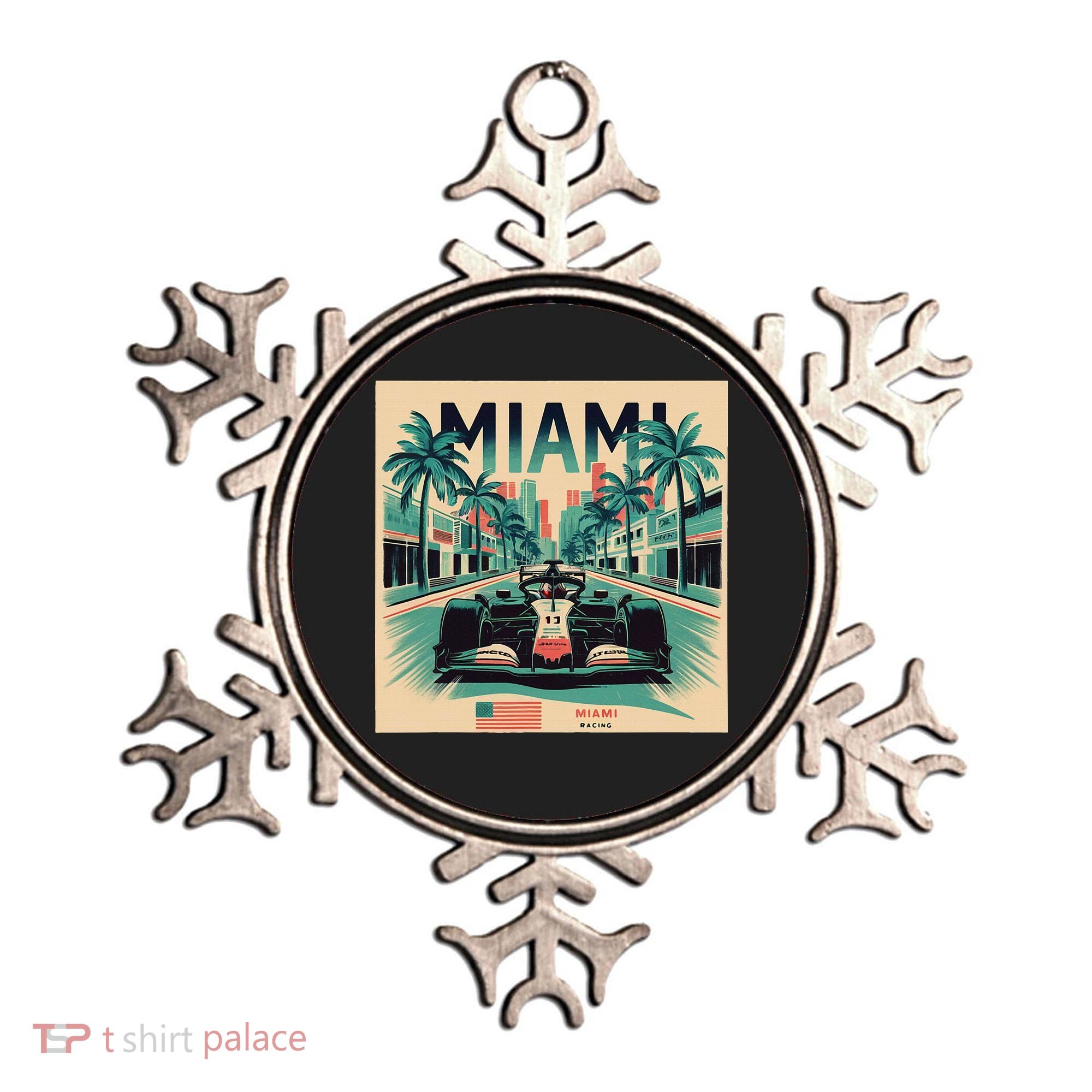 Retro Miami Racing Car Formula Racing Ornament