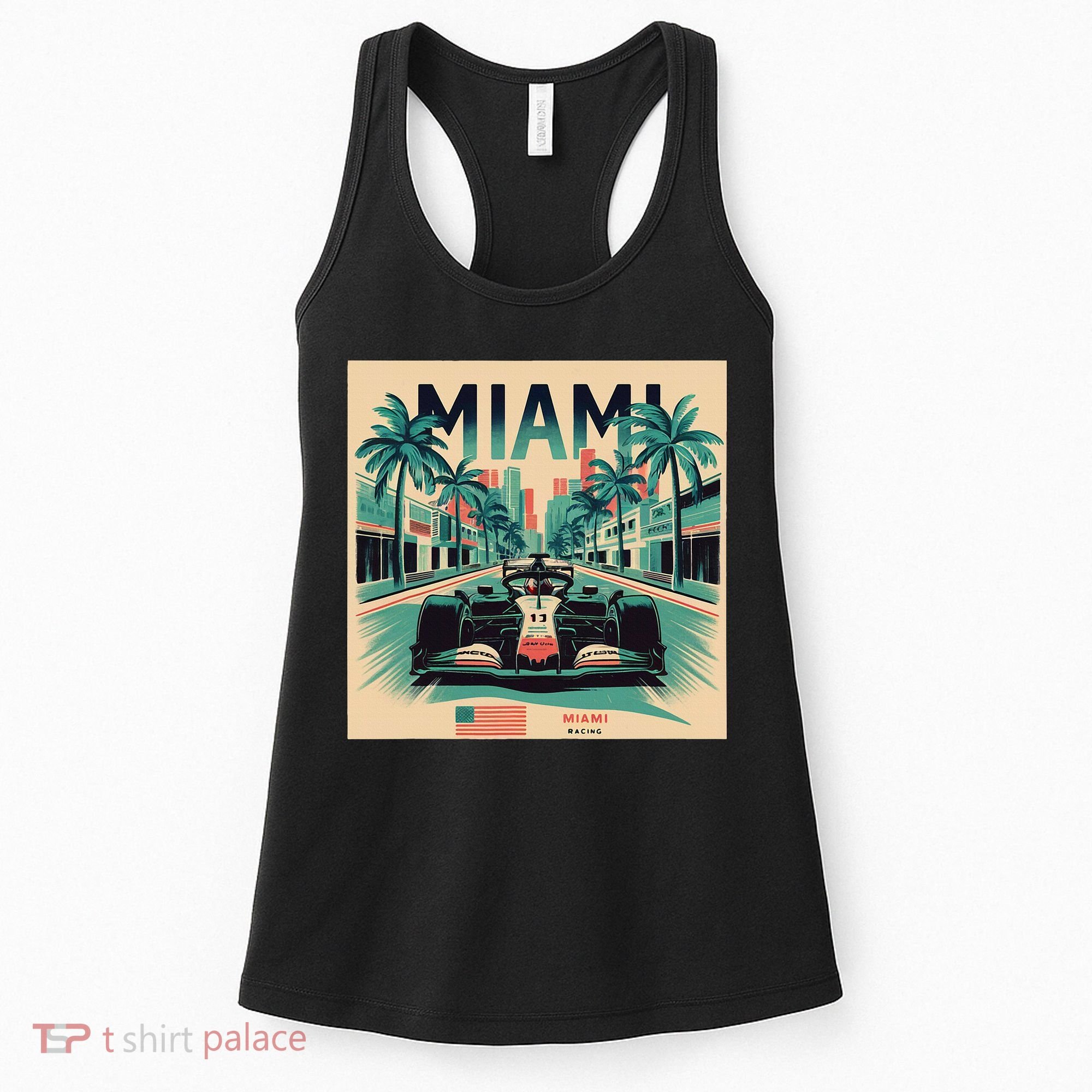 Retro Miami Racing Car Formula Racing Women's Tank Top