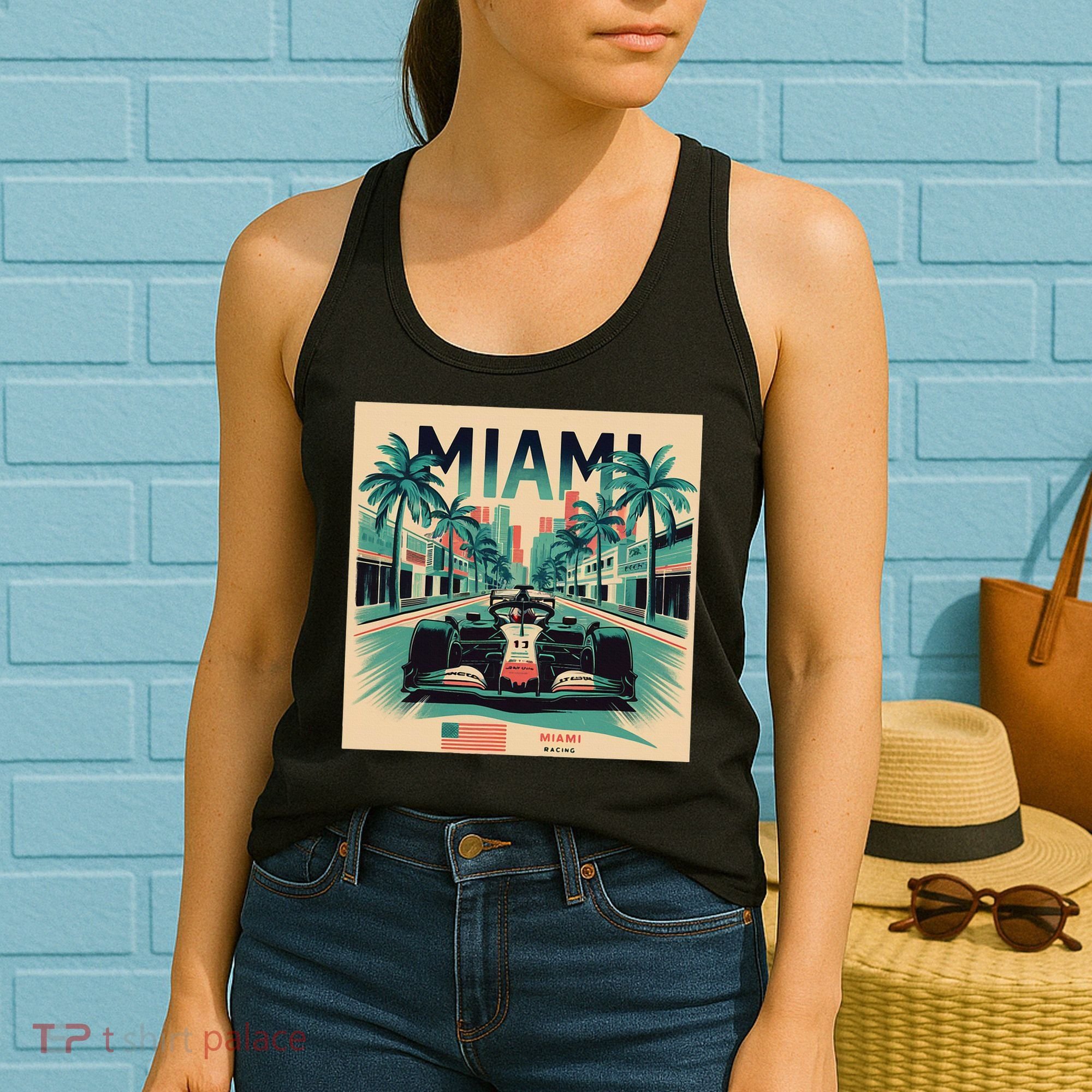 Retro Miami Racing Car Formula Racing Women's Tank Top
