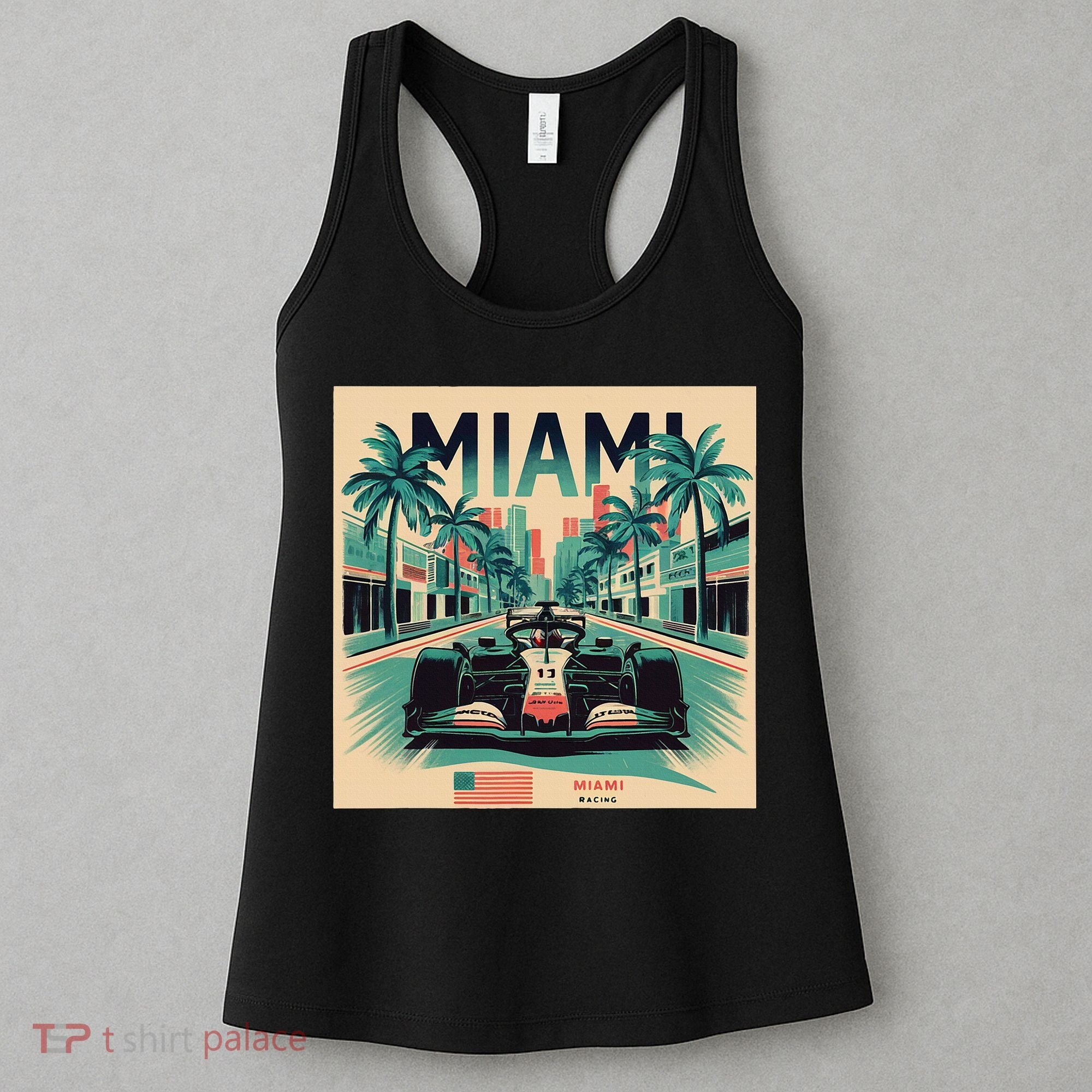 Retro Miami Racing Car Formula Racing Women's Tank Top