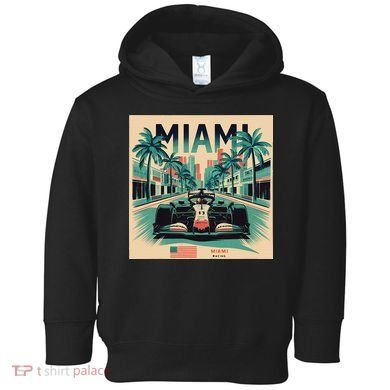 Retro Miami Racing Car Formula Racing Toddler Hoodie