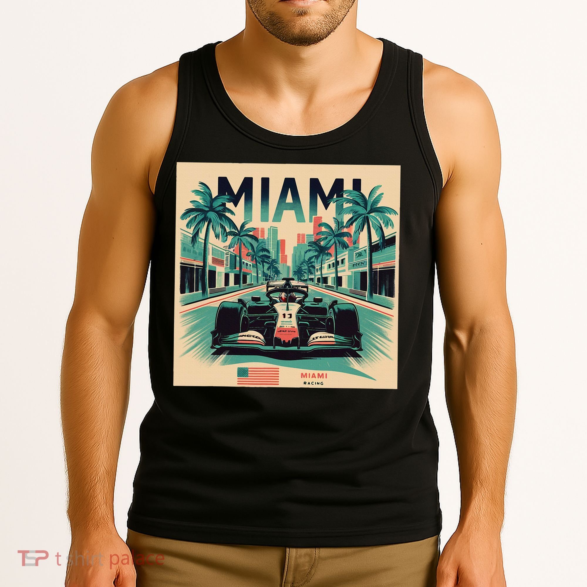 Retro Miami Racing Car Formula Racing Tank Top