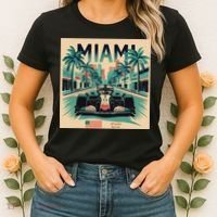 Retro Miami Racing Car Formula Racing Women's T-Shirt thumb 2