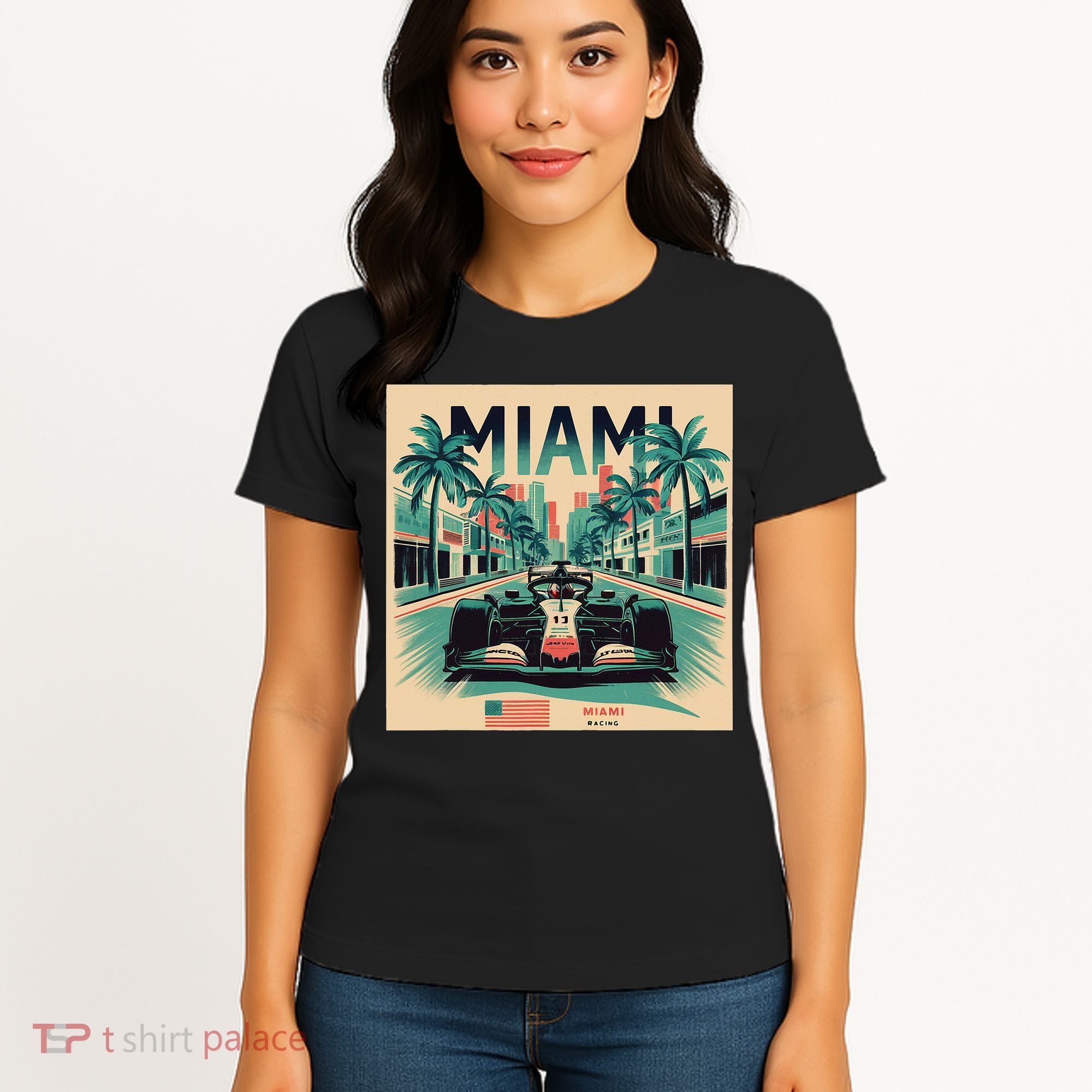 Retro Miami Racing Car Formula Racing Women's T-Shirt