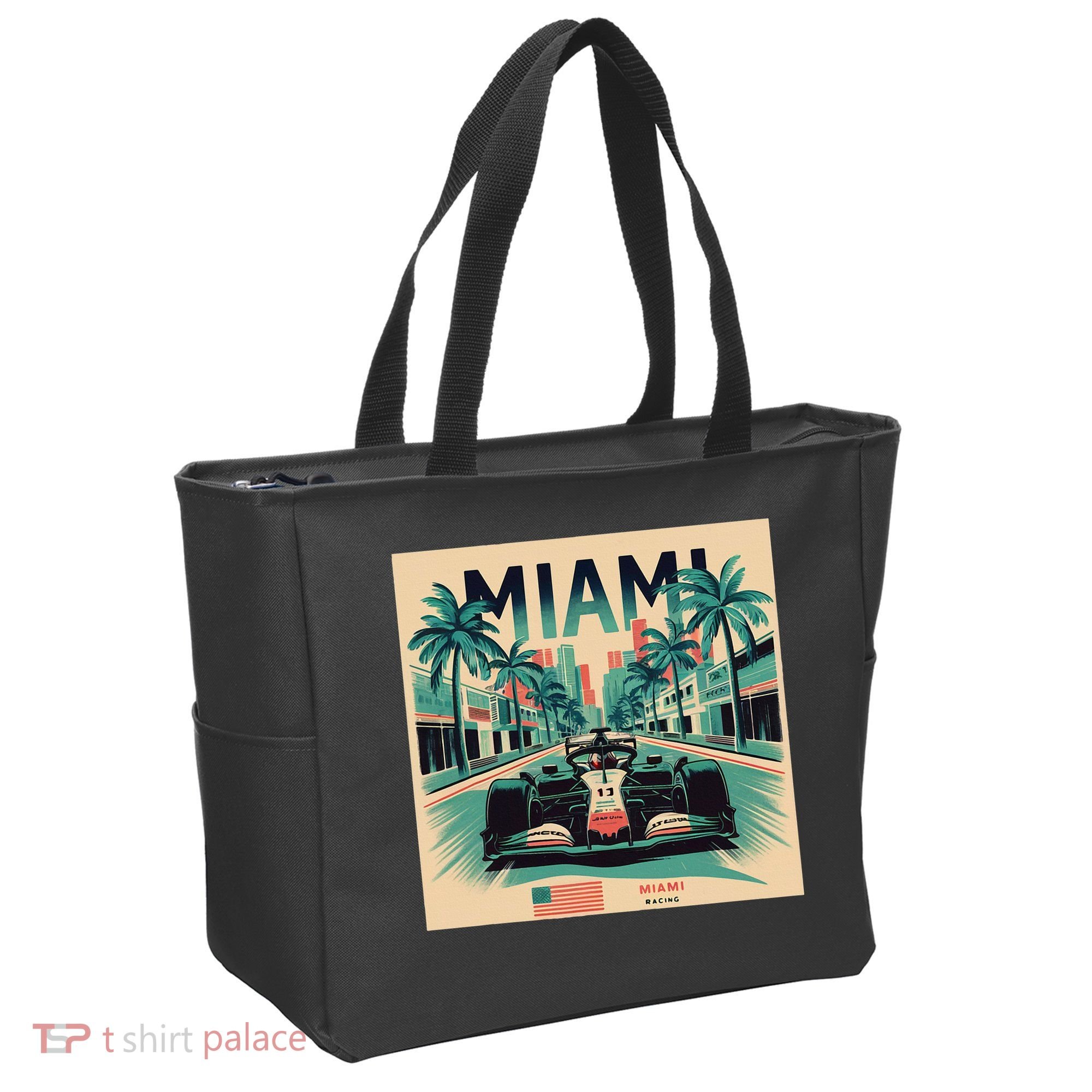 Retro Miami Racing Car Formula Racing Tote Bag