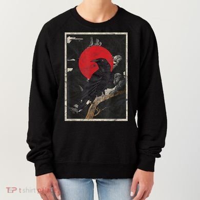 Red Moon Raven Graphic Black Crow Women's Sweatshirt