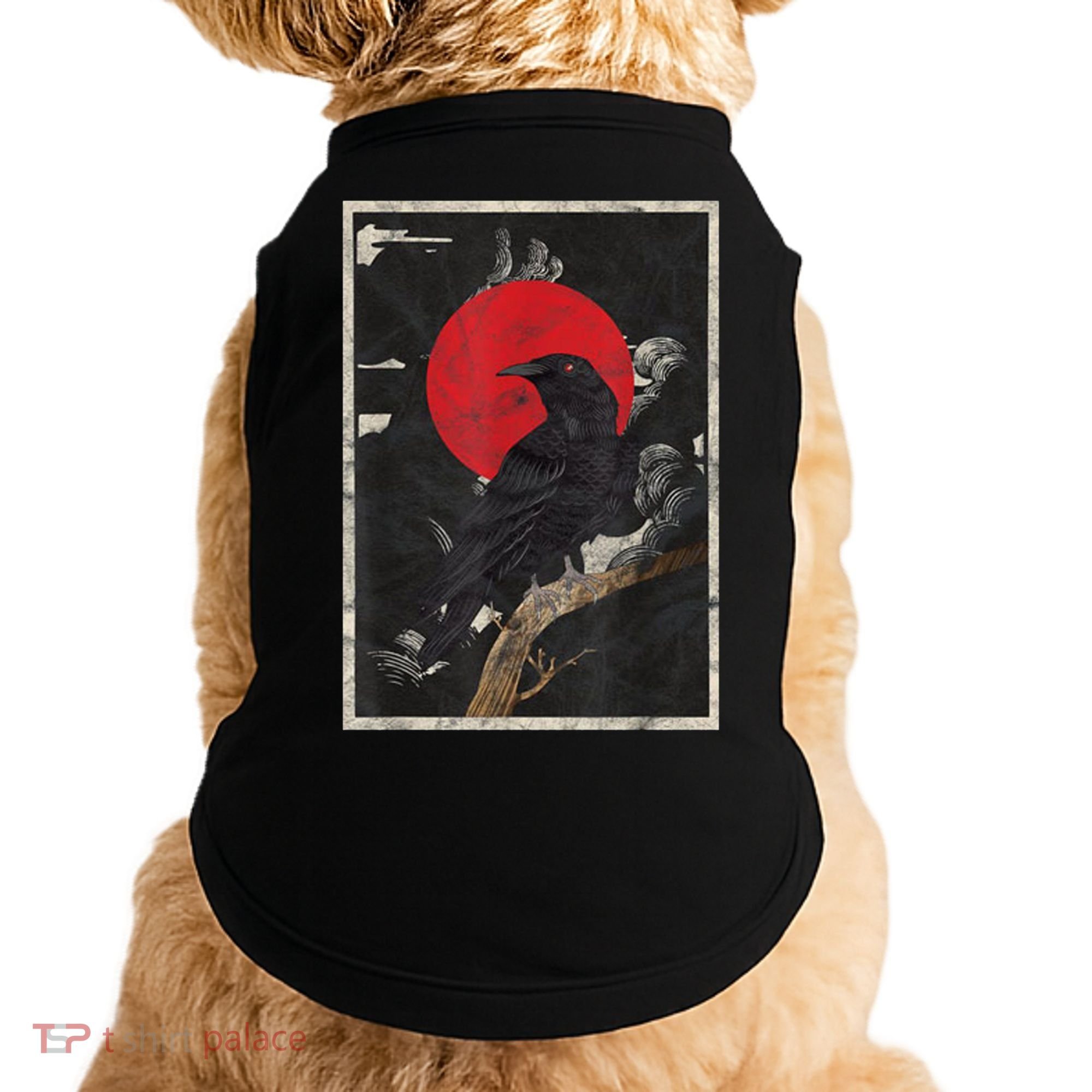Red Moon Raven Graphic Black Crow Doggie Tank