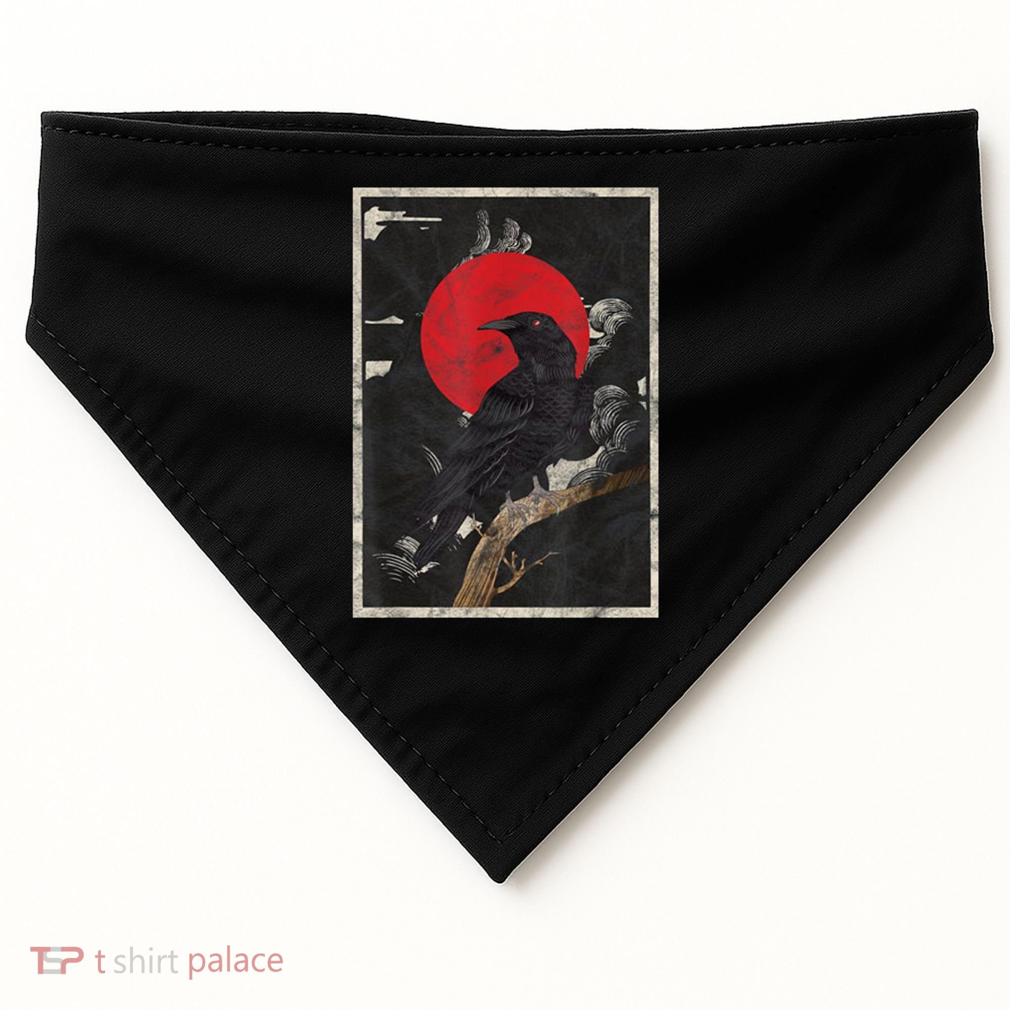 Red Moon Raven Graphic Black Crow USA-Made Doggie Bandana