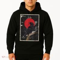 Red Moon Raven Graphic Black Crow Hoodie thumb 2