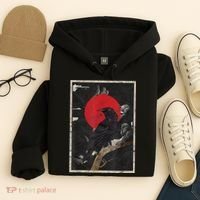 Red Moon Raven Graphic Black Crow Hoodie thumb 4