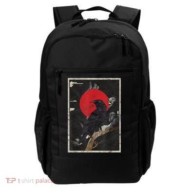 Red Moon Raven Graphic Black Crow Backpack