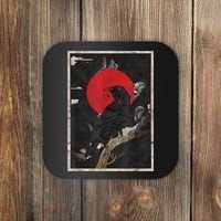 Red Moon Raven Graphic Black Crow Coaster thumb 0