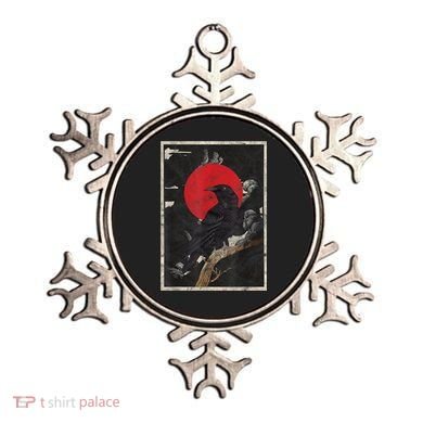 Red Moon Raven Graphic Black Crow Ornament