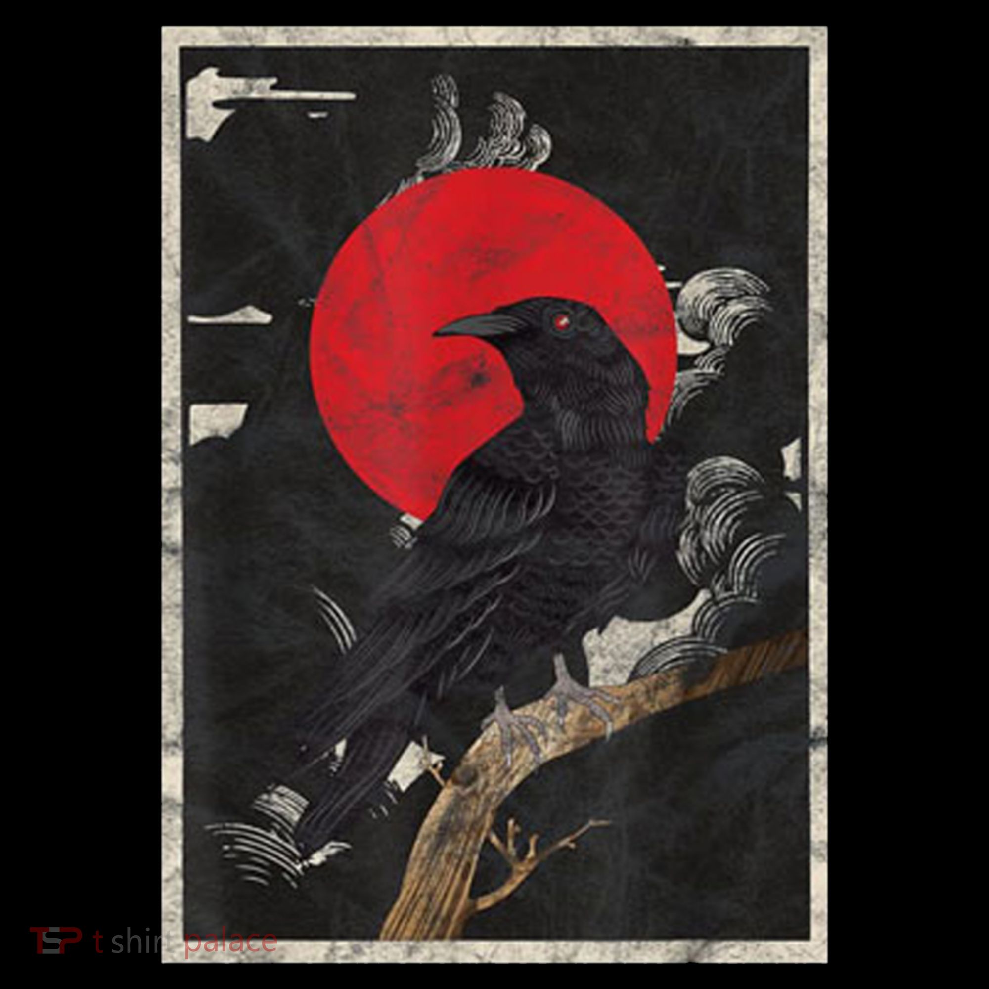 Red Moon Raven Graphic Black Crow Toddler Hoodie
