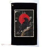 Red Moon Raven Graphic Black Crow Golf Towel thumb 0