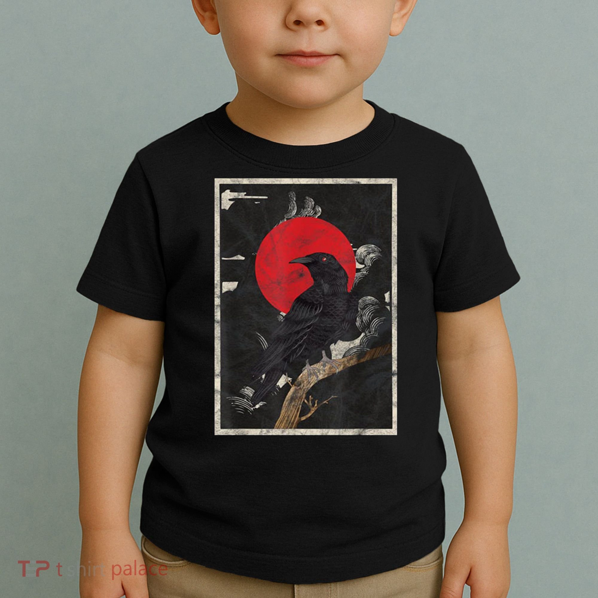 Red Moon Raven Graphic Black Crow Toddler T-Shirt