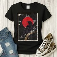 Red Moon Raven Graphic Black Crow Women's T-Shirt thumb 3