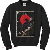 Red Moon Raven Graphic Black Crow Kids Sweatshirt thumb 0