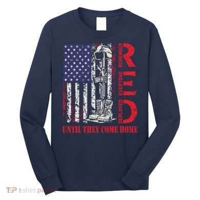 R.E.D. Military Remember Everyone Deployed Usa Flag Long Sleeve Shirt