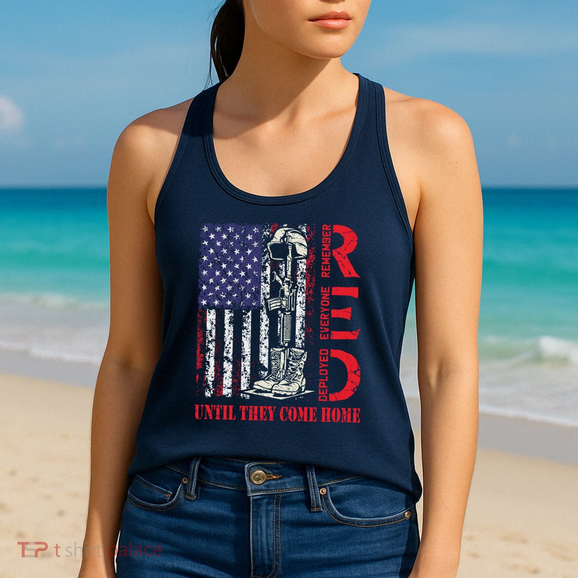 R.E.D. Military Remember Everyone Deployed Usa Flag Women's Tank Top